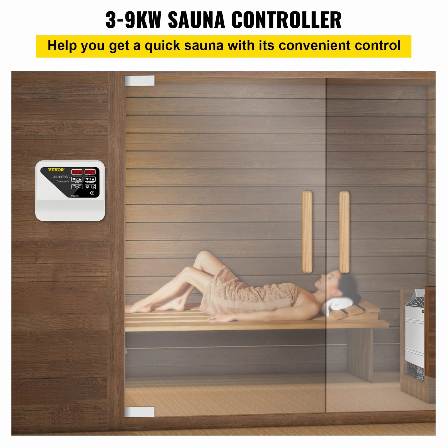 FlowerW Controlador de Calentador de Sauna Externo 380-415 V,3-9 KW