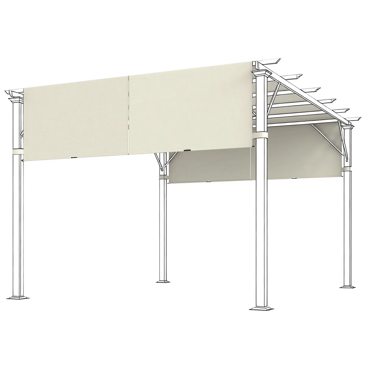 Outsunny Ersatzdach für Pergola 488 x 122 cm mit UV-Schutz, Sonnensegel für Terrassenüberdachung, Ersatz-Dachplane für 3 x 3 m Pavillon