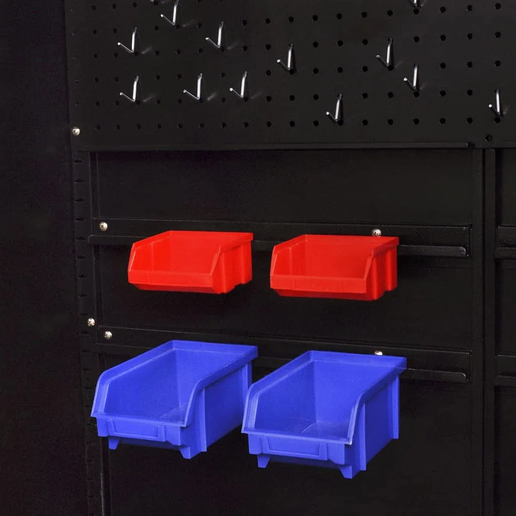 vidaXL Armario Herramientas 2 Puertas Acero Negro/Rojo 90x40x180cm Organizador