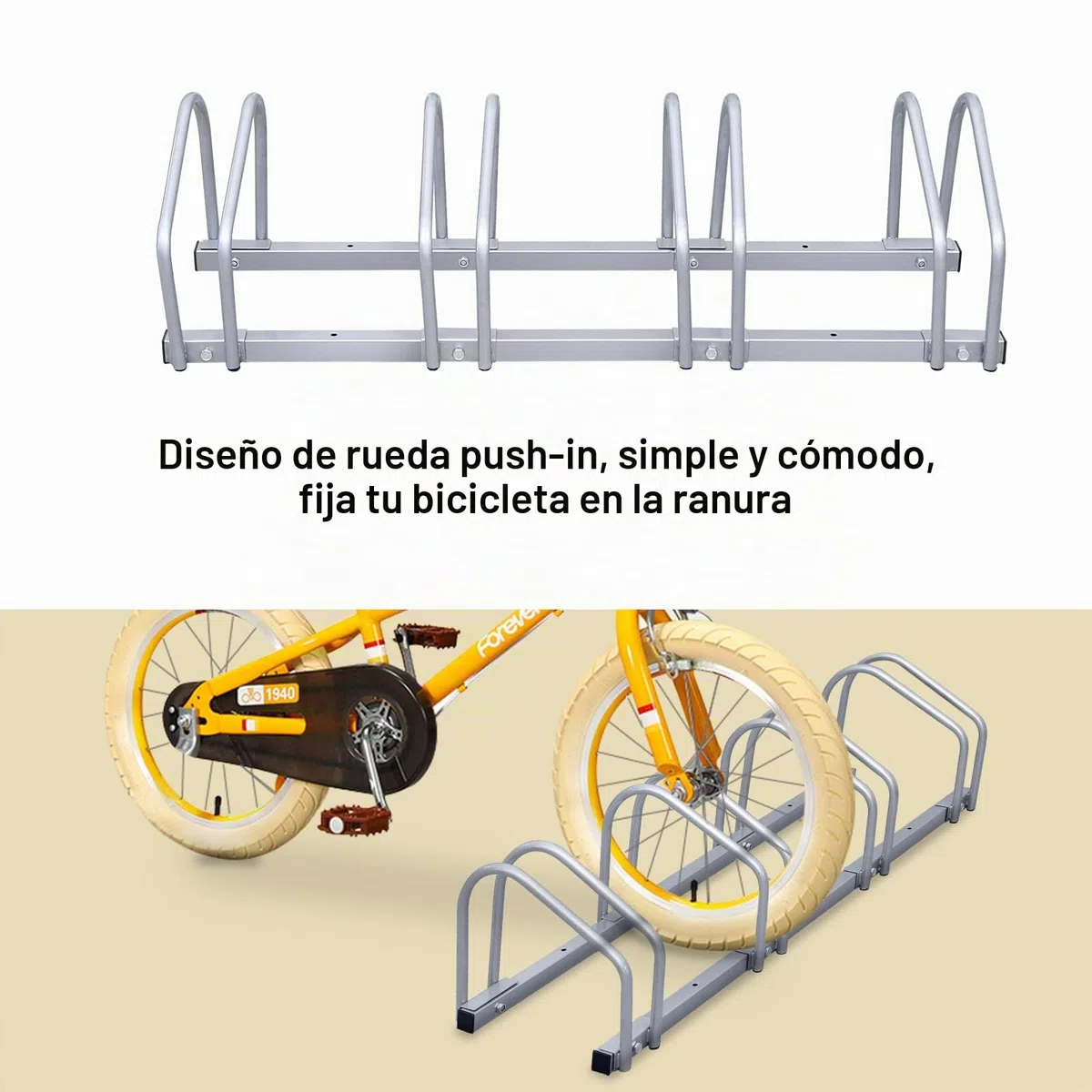 Randaco Soporte para 4 Bicicletas - Aparcar en el Suelo o Colgar - Metal - para Bicicleta de Montaña