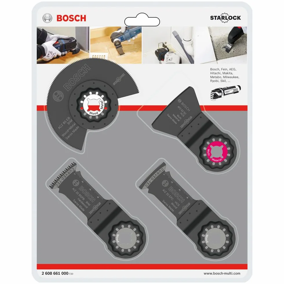 Bosch 2 608 661 696 - Set de montaje de suelos, 4 piezas - ACZ 85 EB (1x); AIZ 32 BB (1x); AIZ 32 EC (1x); ATZ 52 SC (1x) (pack de 4)