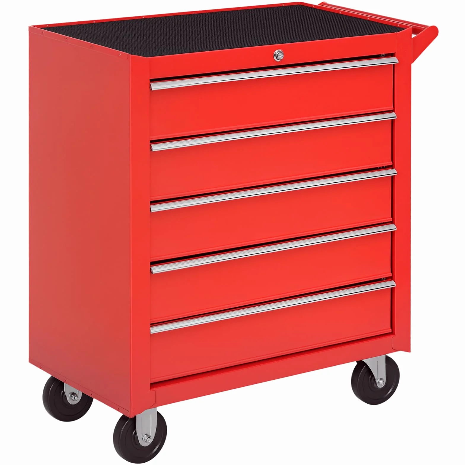 DURHAND Caja Taller Carro de Herramientas con Ruedas Cerradura Tipo Mueble de Almacenamiento para Taller Garaje y Hogar Chapa de Acero 69x33x75cm Rojo