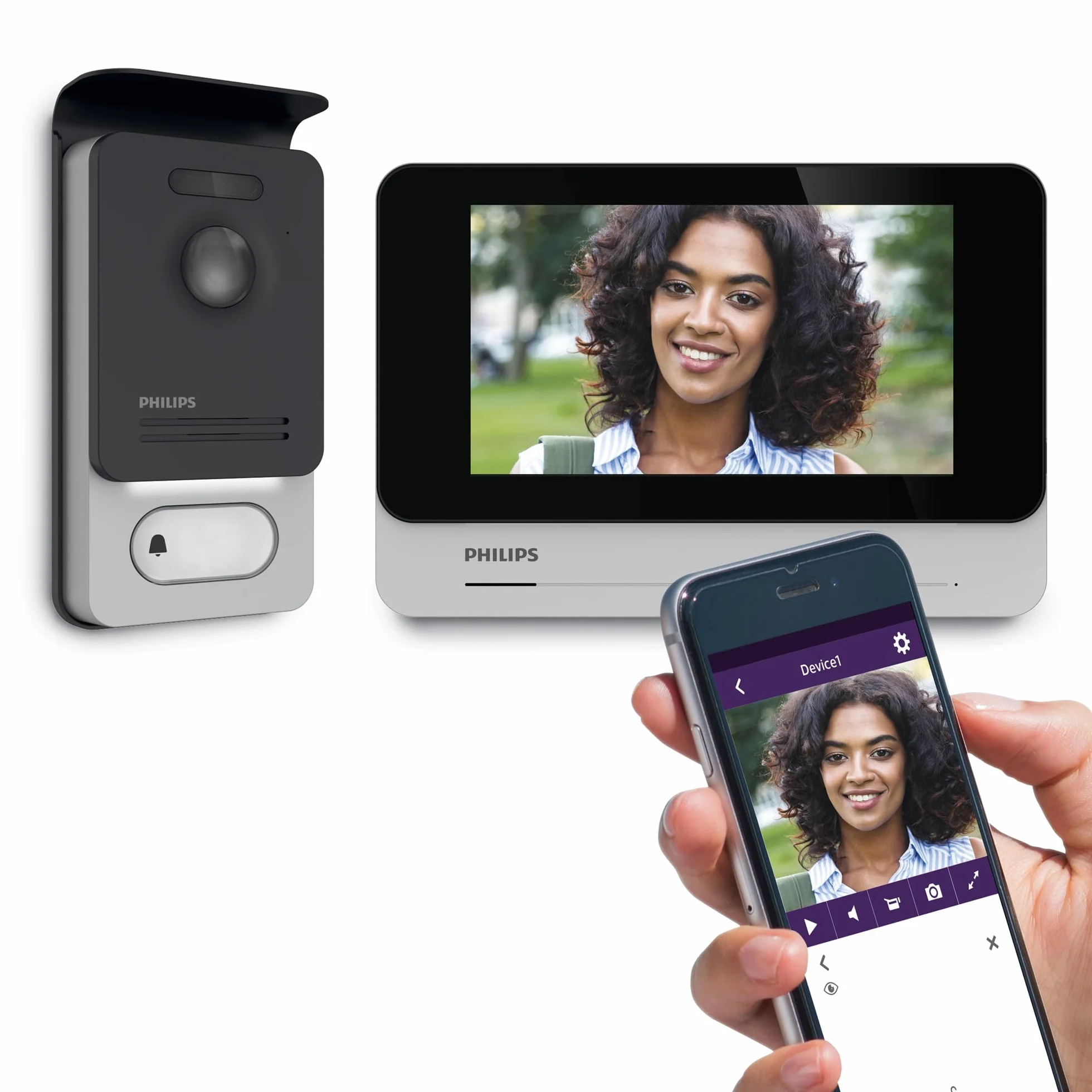 PHILIPS WelcomeEye Connect 2 - Videoportero Conectado WiFi con Cable de 2 Hilos, Pantalla Táctil 7", Cámara Gran Angular 140°, Visión Nocturna, App Móvil