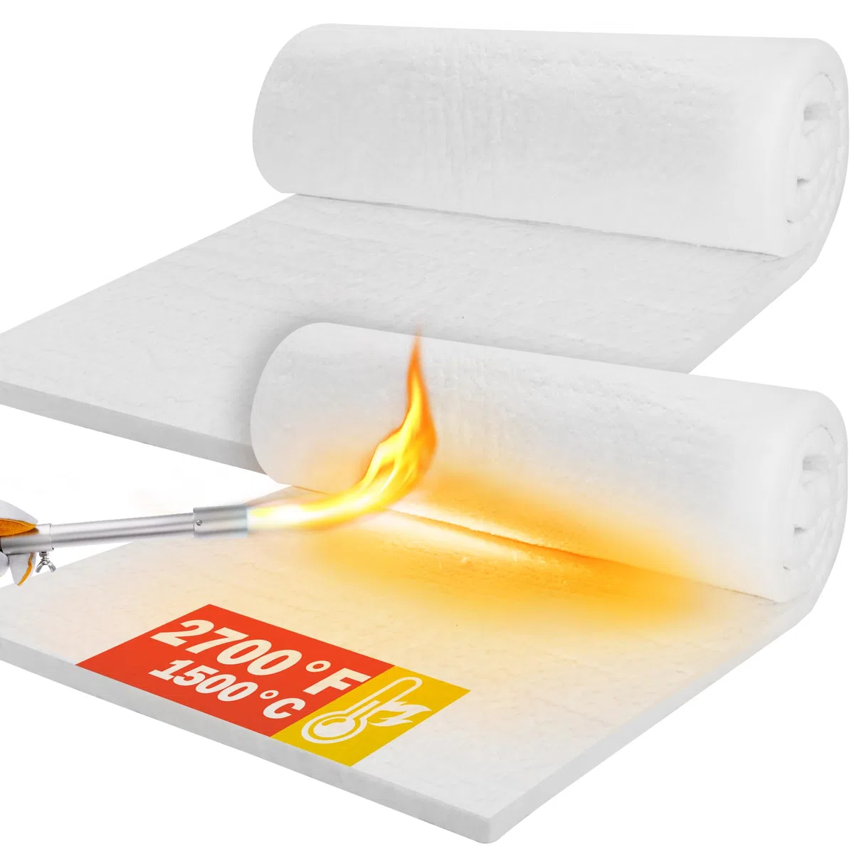 Manta aislante cerámica 1500 ℃, ignífuga para lavavajillas, hornos, forjas, calderas, hornos pizza, forja (61 x 40 x 2,54 cm/2 piezas)