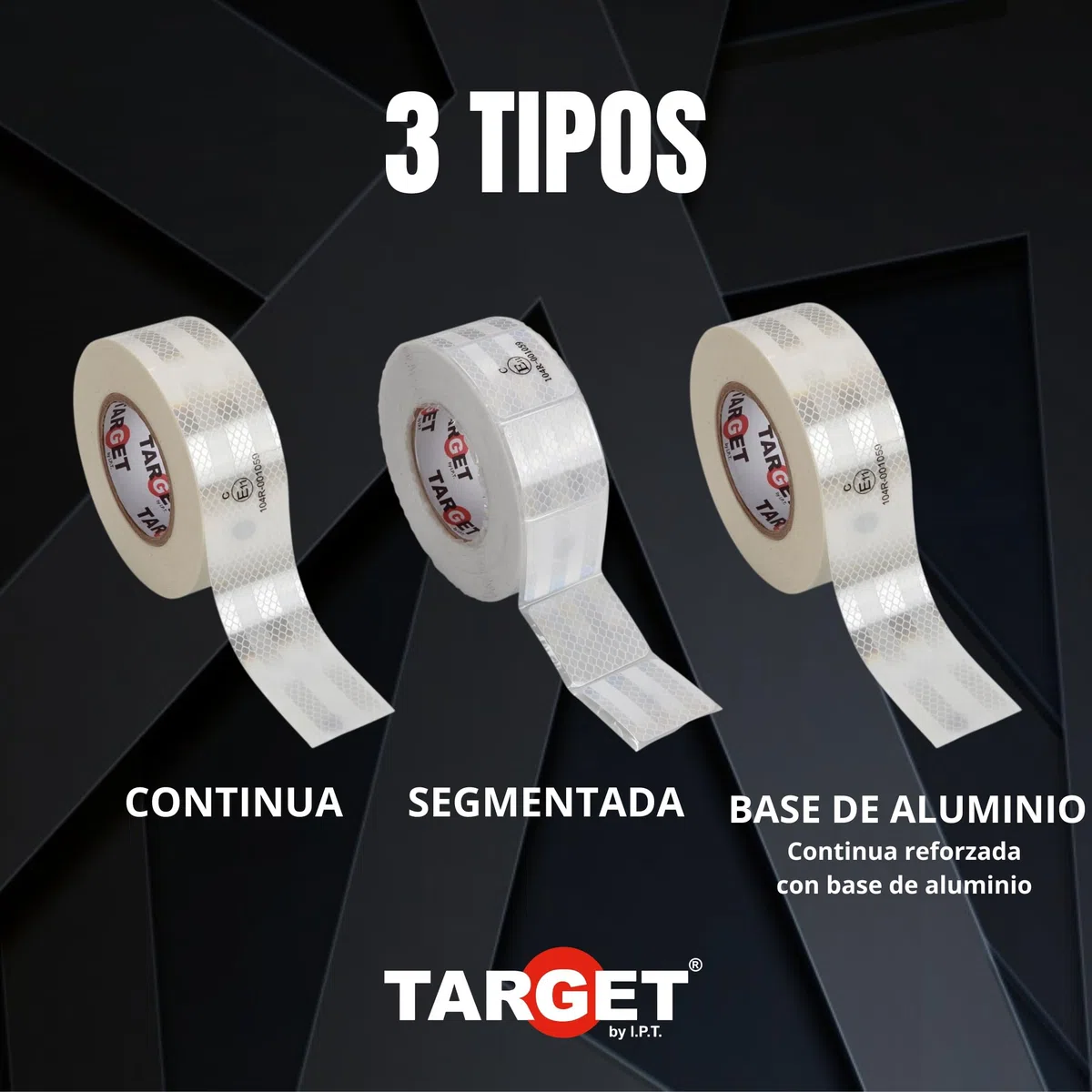 TARGET - Cinta Reflectante Homologada para Camiones - Certificación Norma EC 104R - V23 - Marcaje y Señalización (CONTINUA, ROJO)