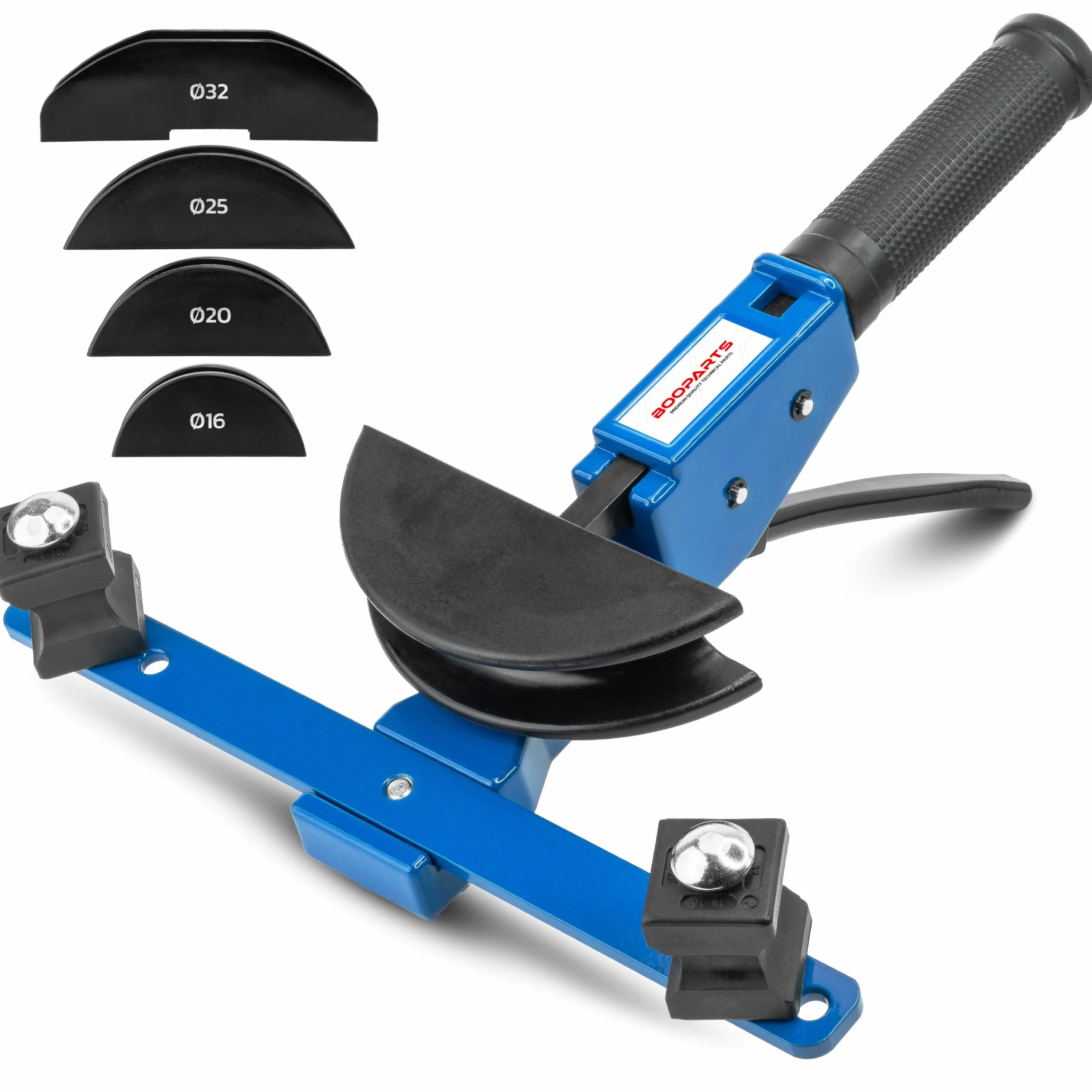 Curvadora de Tubos Multicapa Ø16–32 mm | Dobladora Manual Tipo Ballesta para PEX, PER y Fontanería – Kit 4 matrices