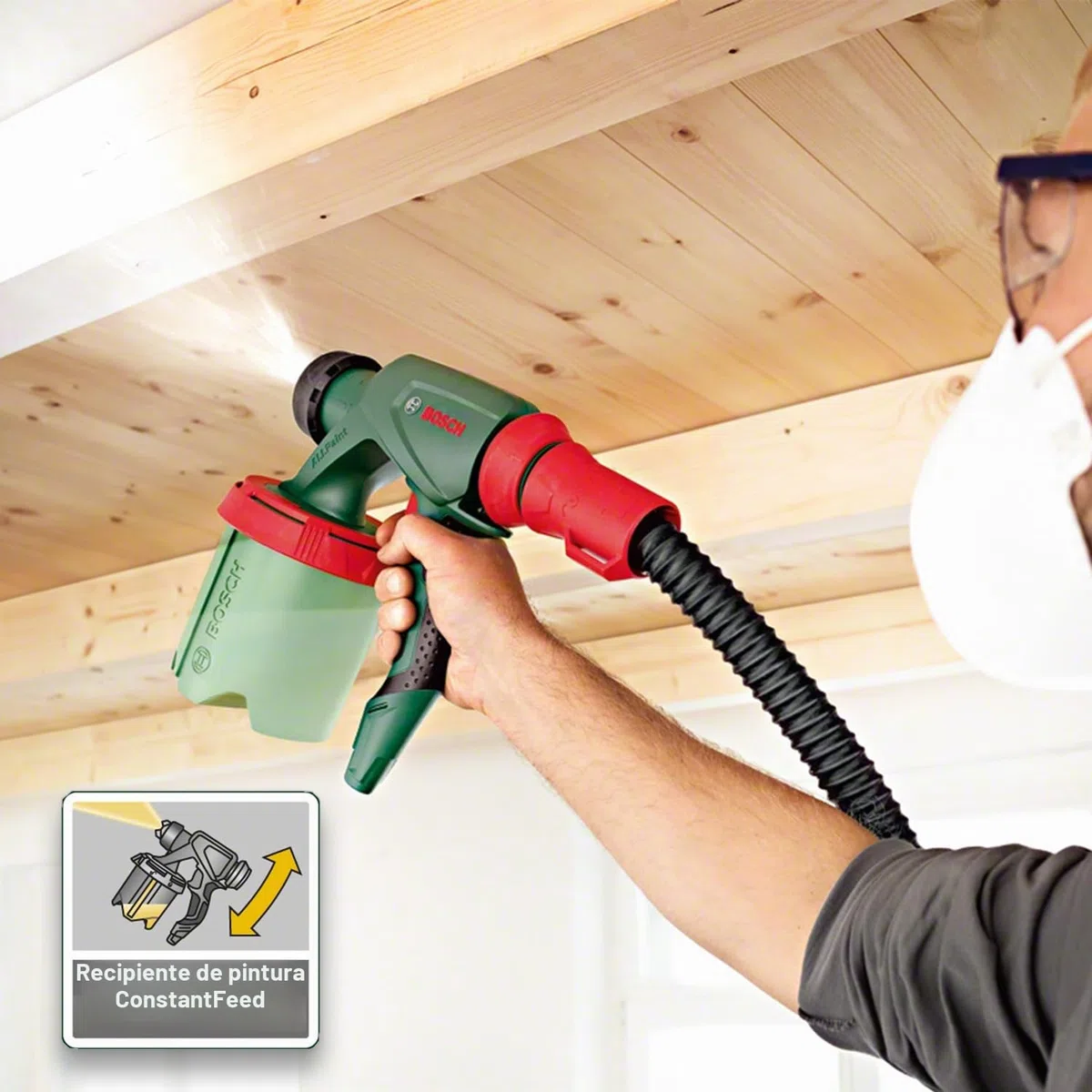 Bosch Sistema de Pulverización de Pintura PFS 5000 E (1200 W, 2X depósitos de Pintura de 1000 ml, boquillas para Pinturas murales, lacas de Colores y lacas incoloras)