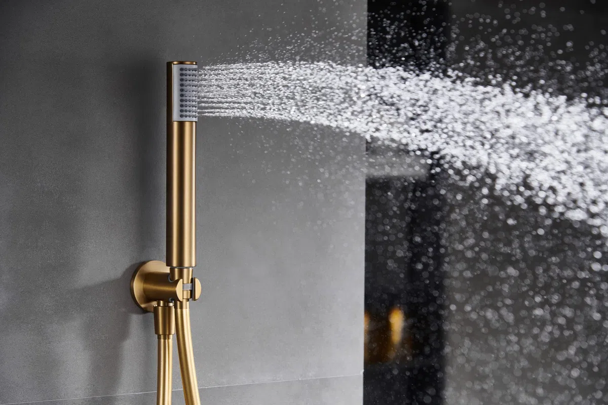IMEX GPM039/OC MONZA Conjunto Grifo Ducha Monomando Empotrado Oro Cepillado