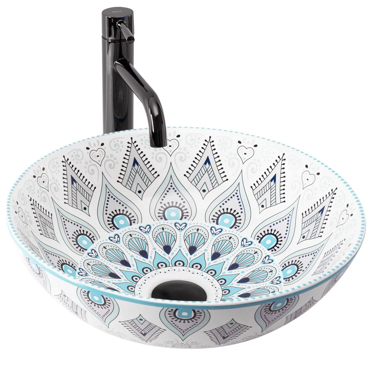 Lavabo Sobre Encimera Rea Mandala Blanco Azul