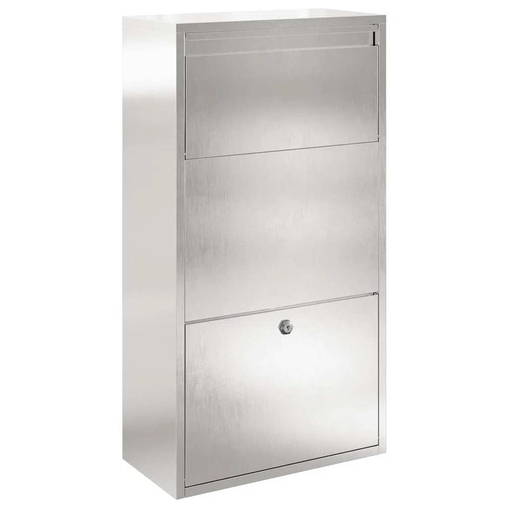 vidaXL Caja de Entrega de Paquetes con Puerta Plateado 44 x 22 x 82 cm, Buzón Elegante para jardín y terraza, Materiales Resistentes al Agua, Guarda Tus Paquetes a Salvo