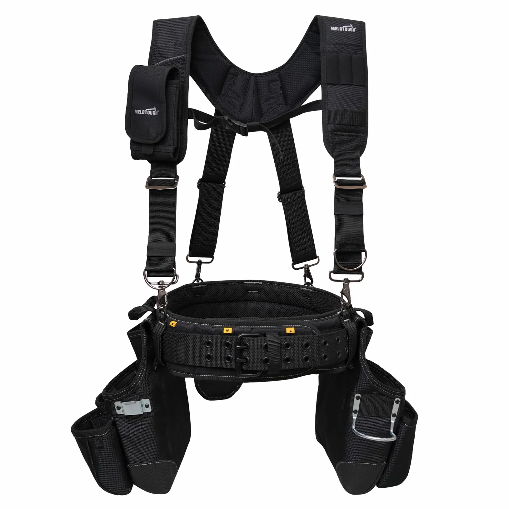 MELOTOUGH Cinturón de herramientas con tirantes, bolsa de herramientas, Supenders Framers, peine delantal, cinturón de herramientas, bolsa de herramientas de construcción, constructor, plataforma de