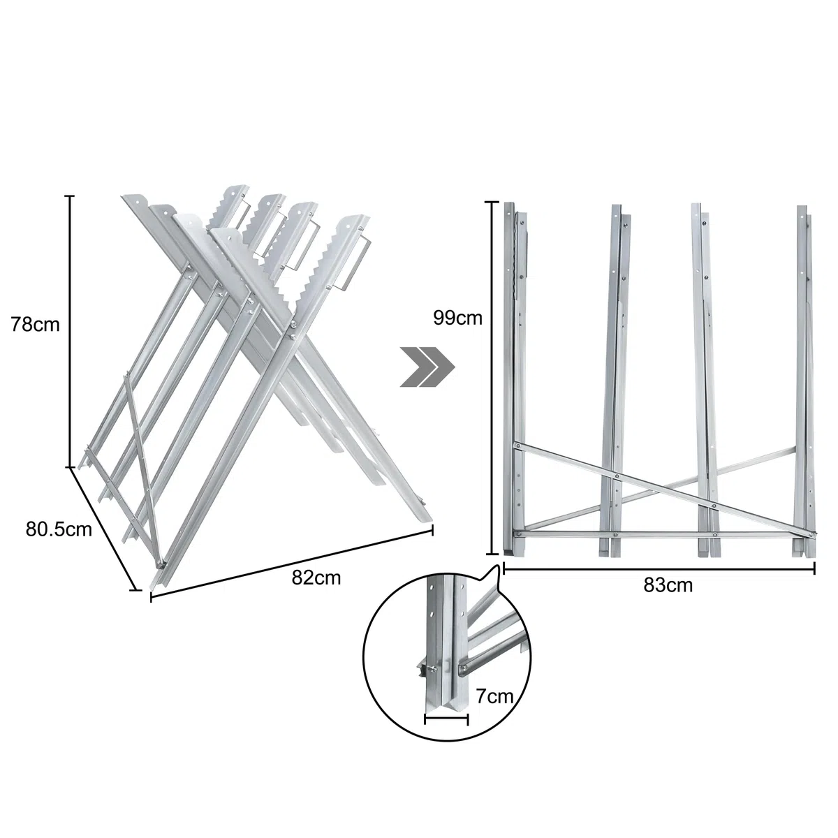 ACXIN Caballete plegable de metal, galvanizado, plegable, para motosierras, 82 x 80,5 x 79 cm, capacidad de carga máx. 150 kg