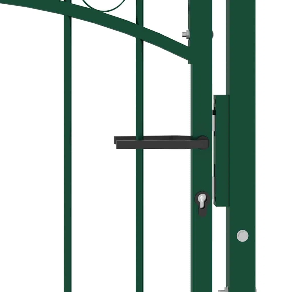 vidaXL Puerta de Valla EMMEN con Arco Superior Cancela Valla Verja Patio Entrada Exterior Cerca Cerradura Robusta Estable Duradera Acero Verde 100x86 cm