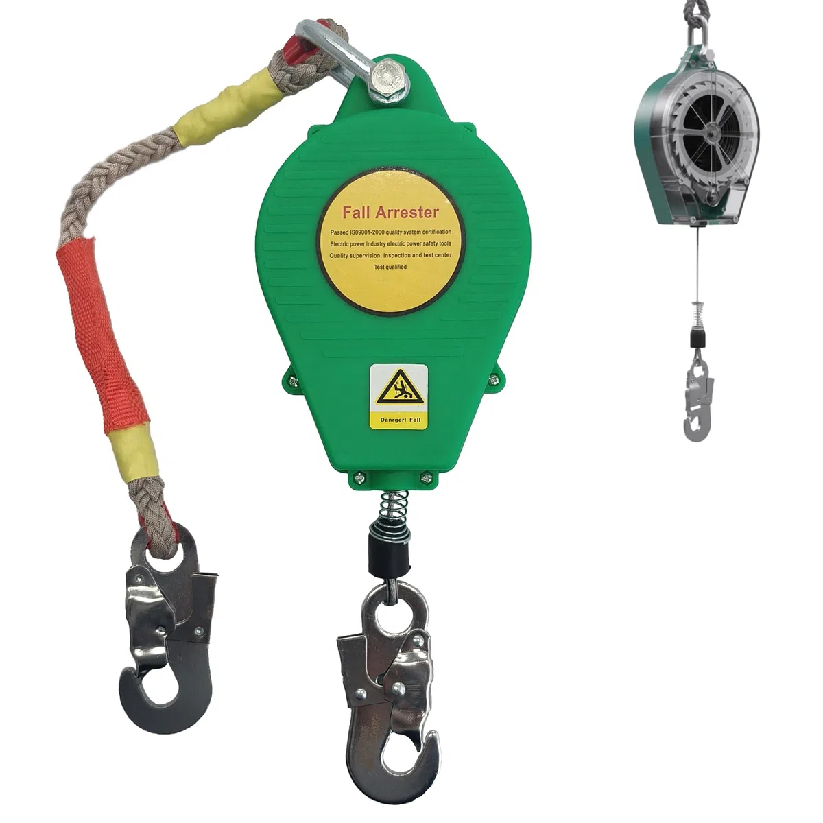 Arnés de Seguridad Anticaídas Retráctil 10m 150 KG Linea de Vida Homologado Verde/Amarillo