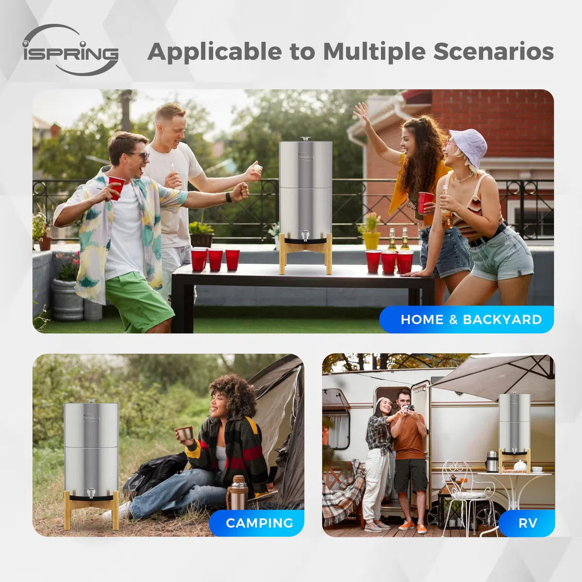 iSpring FDGF2 Filtro de Agua de Carbón Activado para Sistema de Filtro de Agua de Encimera de Acero Inoxidable Alimentado por Gravedad iSpring DGF2, Reemplazos de Filtro