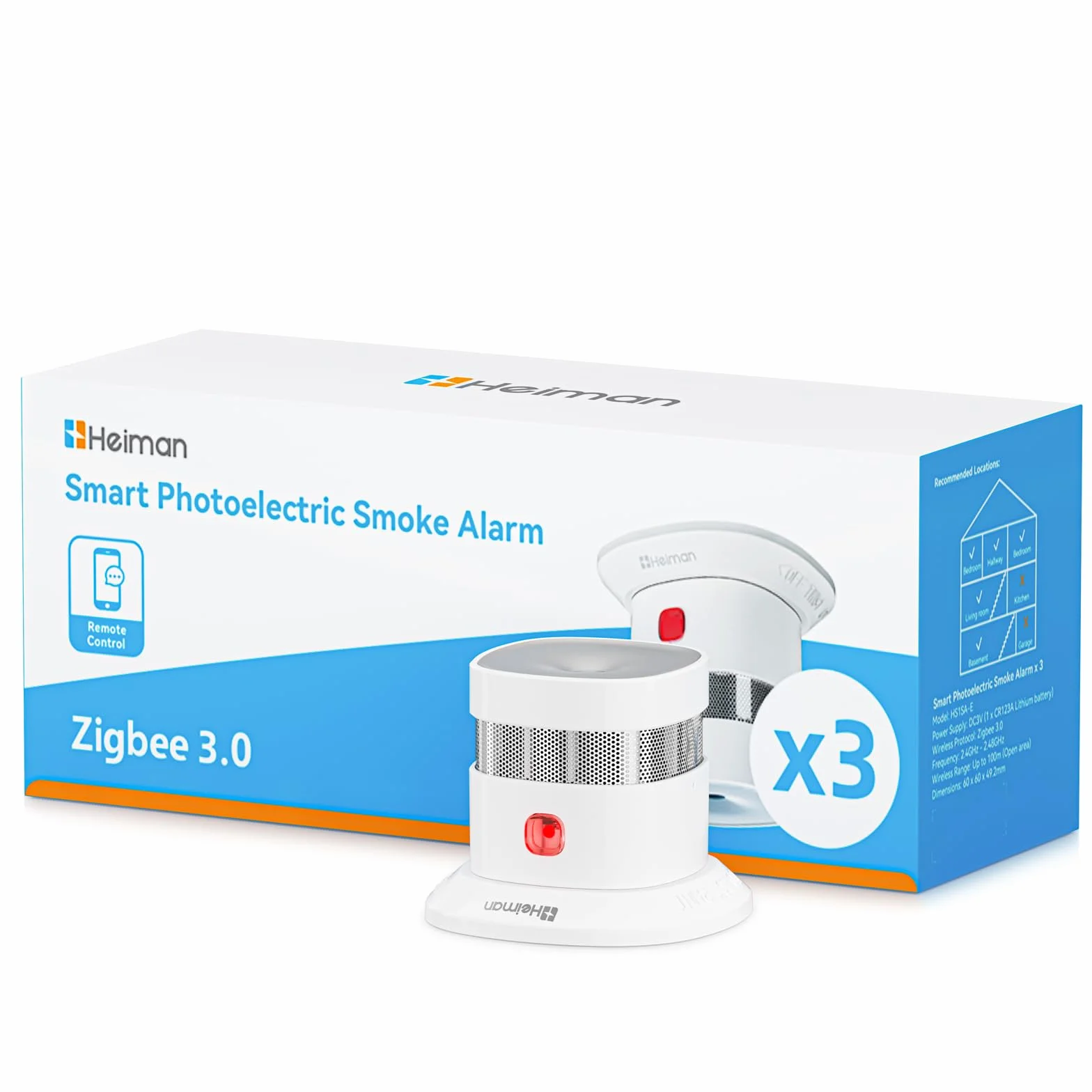 Heiman Smart HS1SA-E Plus - Detector de humo (3 unidades)