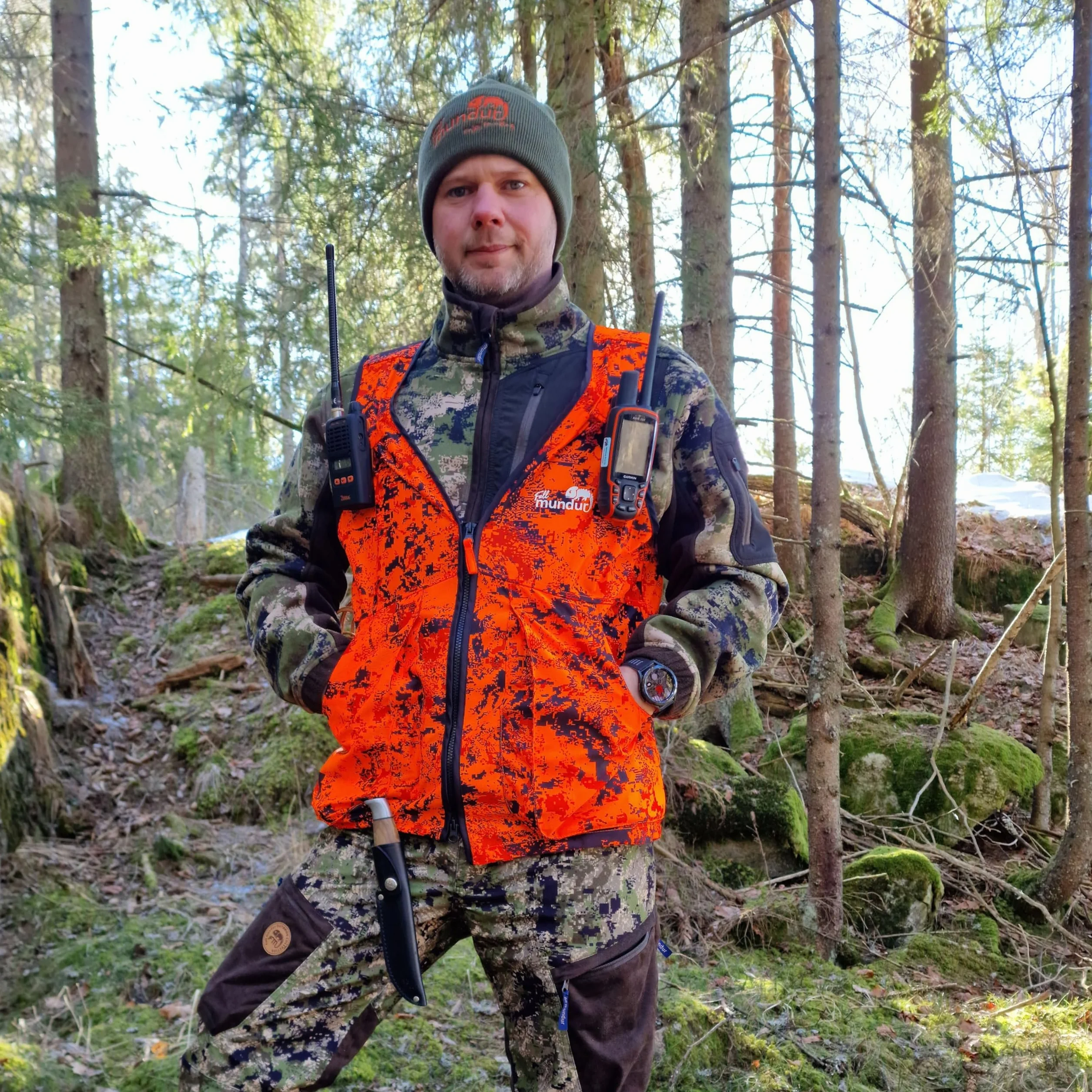 Blaze Camo Naranja Chaleco de Caza Caza Chaleco Ligero de Seguridad con Múltiples Bolsillos para Adultos Unisex