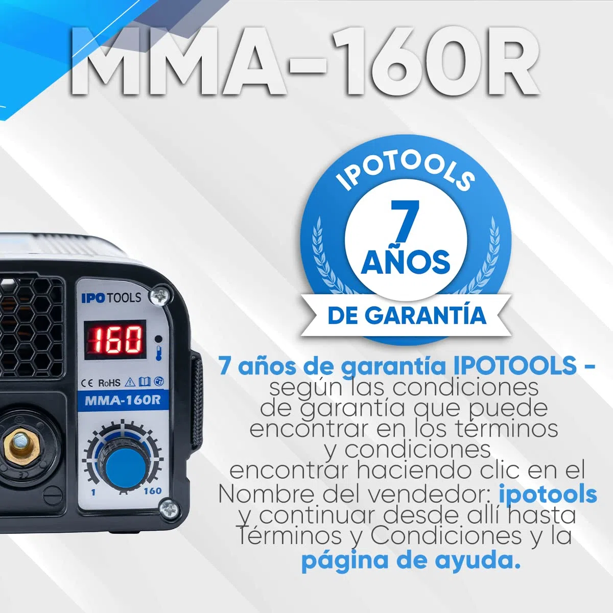 IPOTOOLS Dispositivo de soldadura MMA-160R con electrodos, inversor IGBT, dispositivo de soldadura MMA con 160 amperios, pantalla LCD digital, 230 V, antiadhesivo, arranque en caliente, Arc-Force