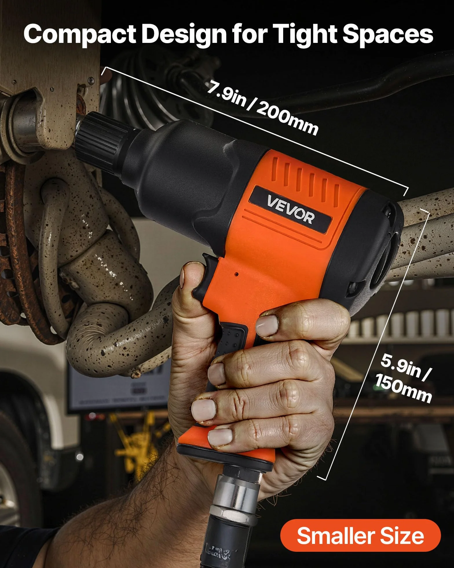 VEVOR Llave de Impacto Neumática, Par Máximo Inverso 1490 Nm, Ajuste de 4 Velocidades, 7500 RPM, para Talleres y Garajes, para Reparación Ligera y Mantenimiento de Vehículos, 200 x 150 x 70 mm