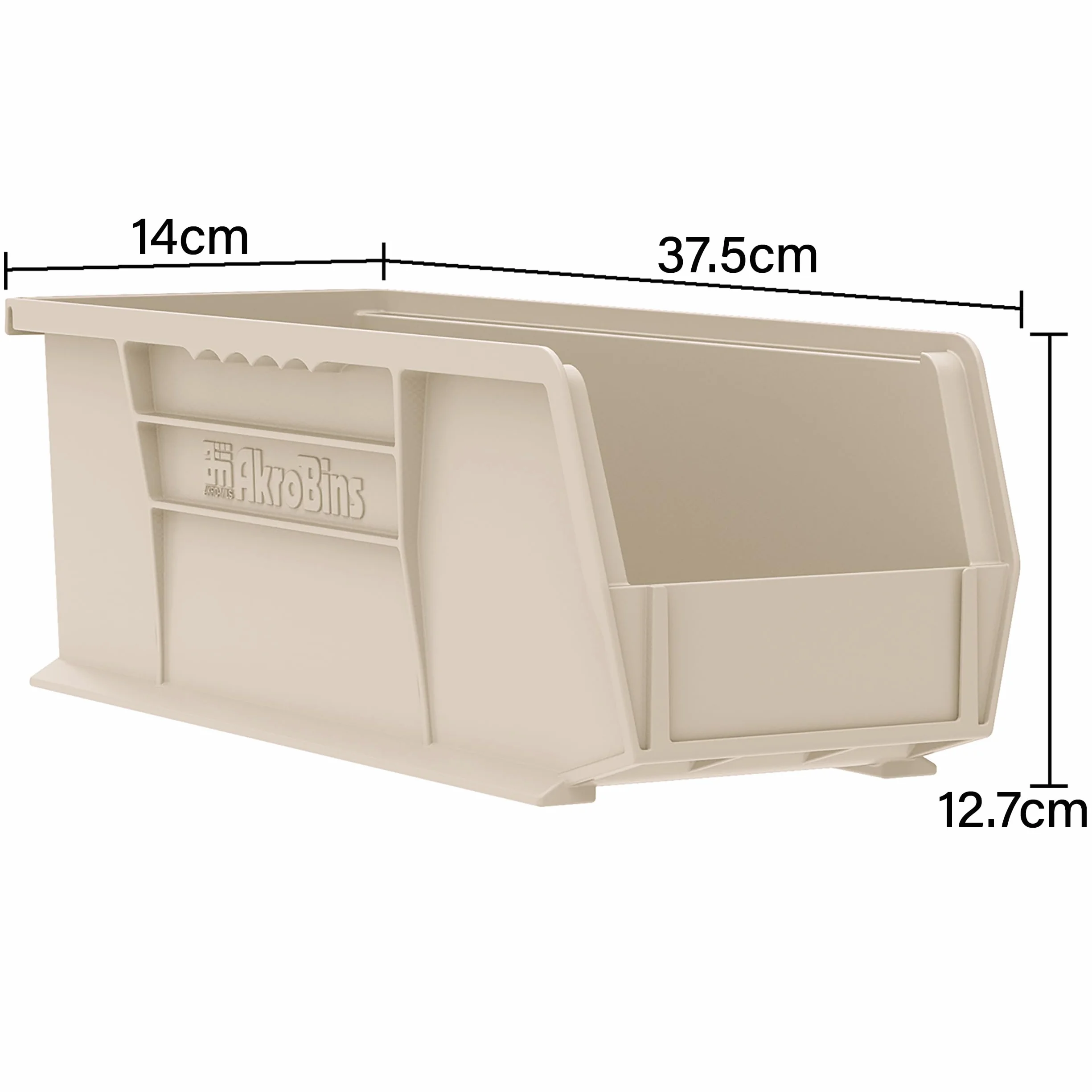 Akro-Mils 30234 AkroBins Plastic Storage Bins, Space-Saving Stackable Bins for Garage, Pantry, Craft Organization, 37,5 cm x 14 cm x 12,7 cm, Black, 12-Pack