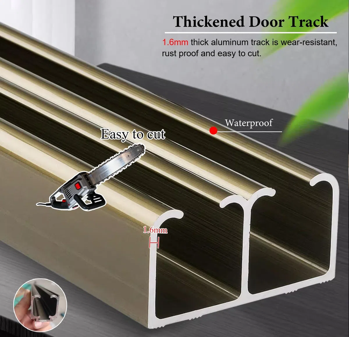 Guia Puerta Corredera Riel Deslizante Doble para Puerta Corredera Colgante, Kit de Guía Deslizante con Rodillos para Puertas Corredizas de Bolsillo de Alta Resistencia(276cm/9.1ft)