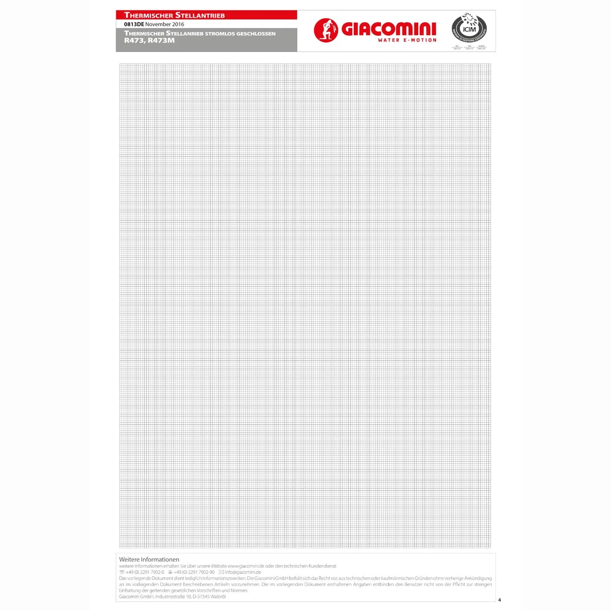 Giacomini Actuador térmico, 24V NC, R473, R473X222