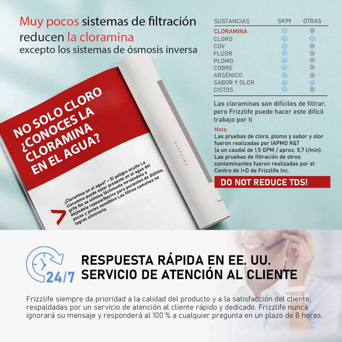 Frizzlife Sistema de filtración de agua bajo fregadero, certificado NSF/ANSI 53, 42 y 372, filtración de 0,5 micras en 8 capas, reduce cloramina, PFOA/PFOS, plomo, cloro, mal sabor y olor, SK99