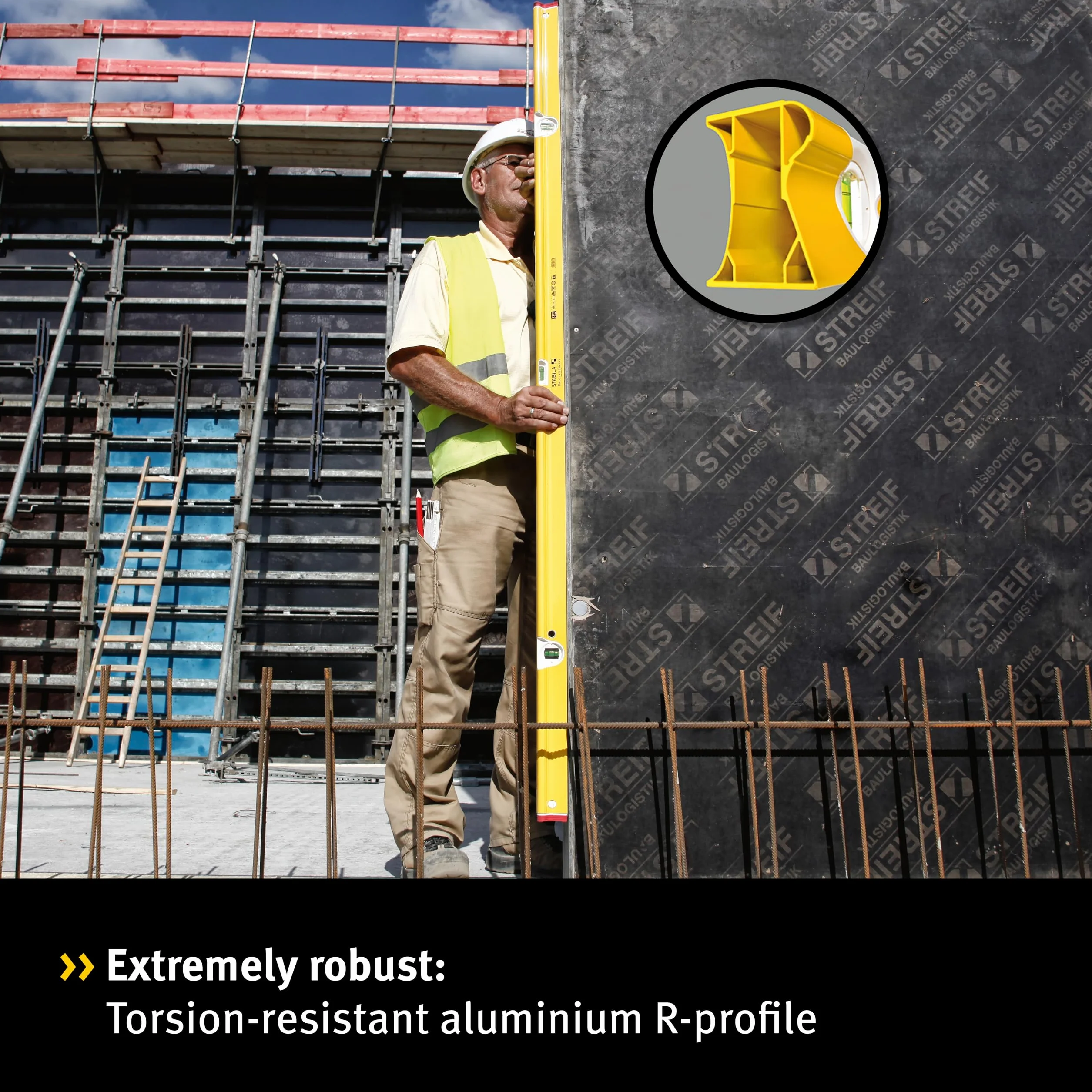 NIVEL TUBULAR “EN FORMA DE R” MOD. R300/100 CM.