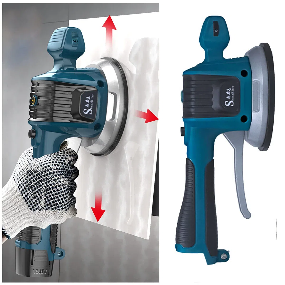 Vibrador de azulejos, alisador de azulejos de cerámica, velocidad ajustable de 6 velocidades, con 2 pilas de 25 V, con cargador para colocar azulejos y azulejos de pared