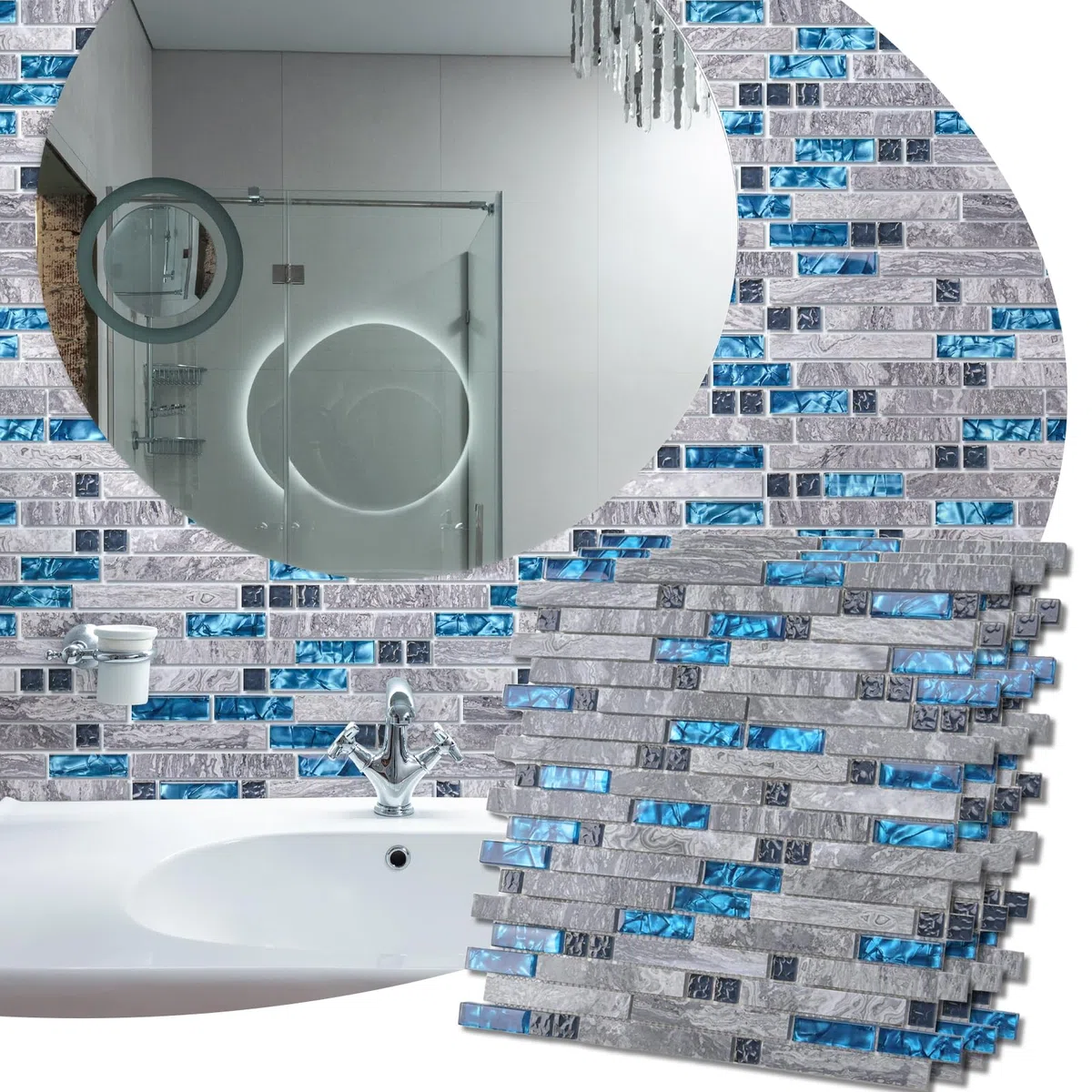 Art3d Azulejo decorativo para salpicaduras de cocina o baño (paquete de 5)