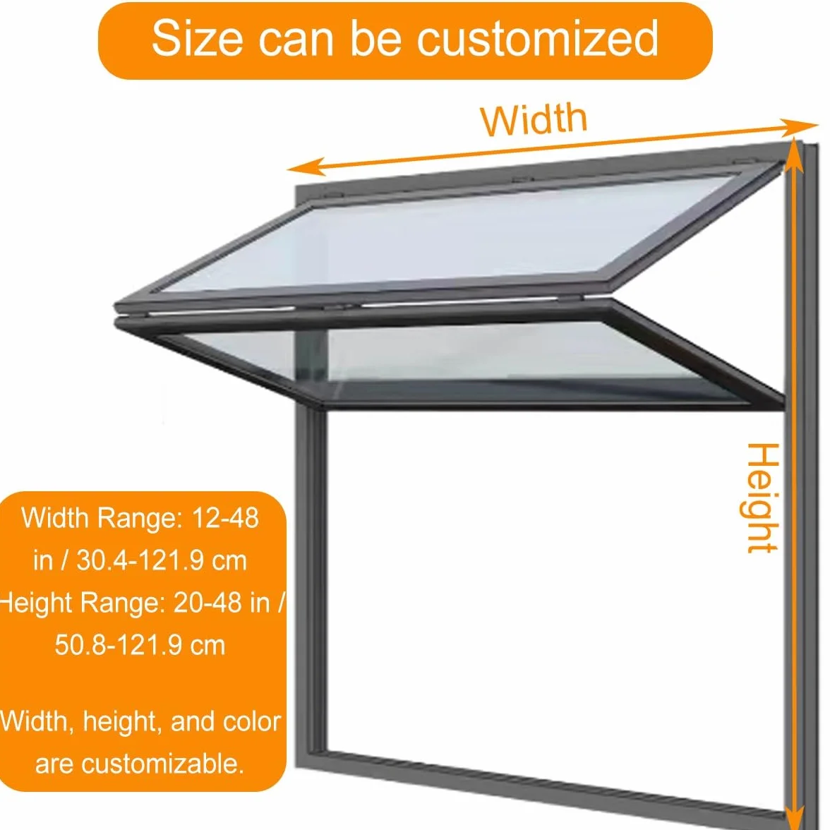 Ventana Plegable Interior de Doble Guillotina - Ventana de Concesión de Aluminio con Vidrio Reforzado. Ventana Corrediza Comercial Personalizable para Restaurante Café(White,WxH 48x32in/121.9x81.2cm)
