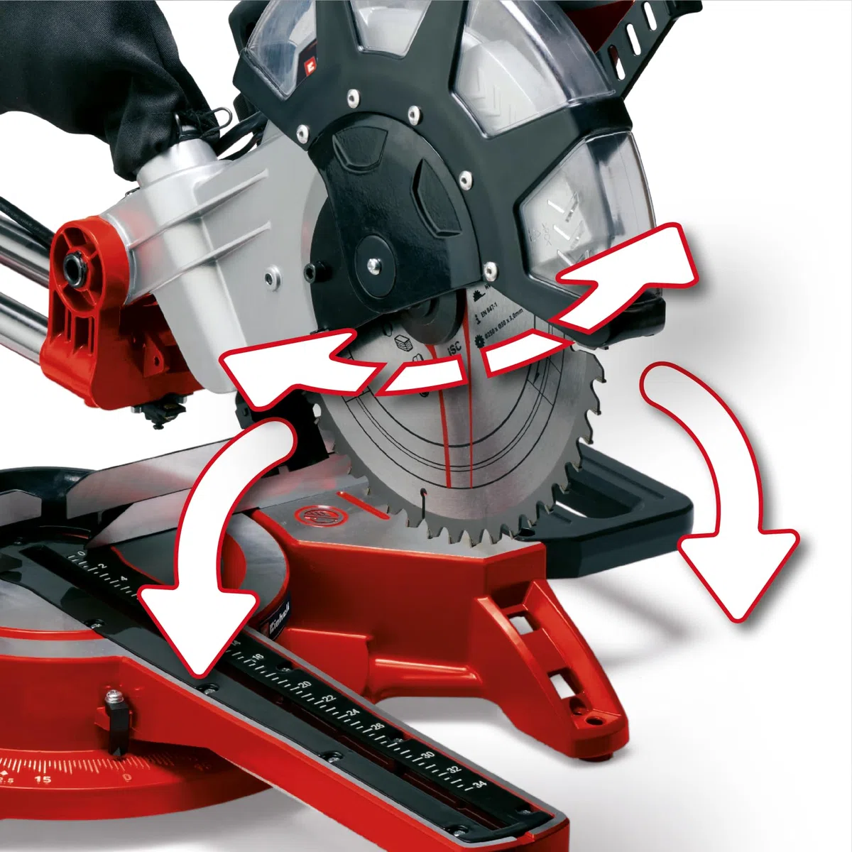 Einhell Ingletadora TC-SM 2534/1 Dual (máx. 2350 W, Función de tracción integrada, cabezal de sierra inclinable, tope de pieza de trabajo, láser, Incluye hoja de sierra de precisión de carburo)