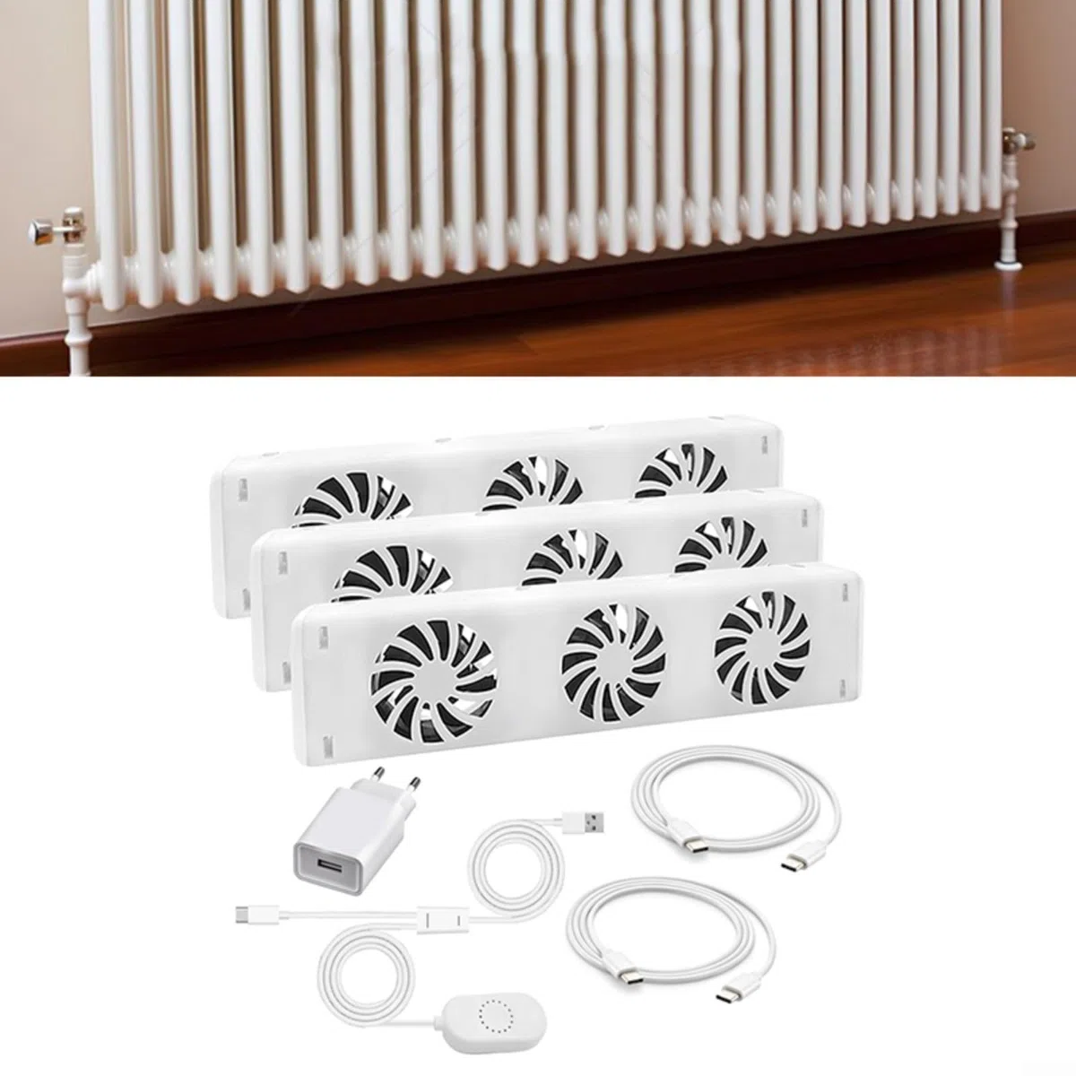 HpLive Ventilador para radiador, radiador para el hogar, magnético, con 3 ventiladores mejorados, calefacción y ahorro de energía (kit de extensión)