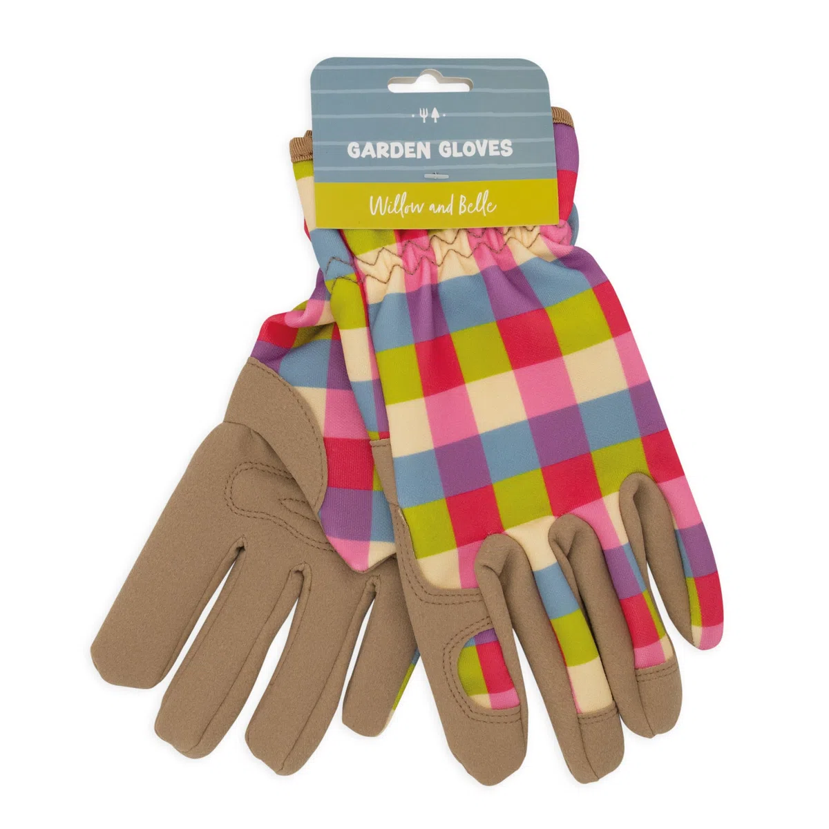 Robert Frederick Guantes de jardinería para mujer, talla única, diseño de cuadros rosados, acolchados con puños elásticos