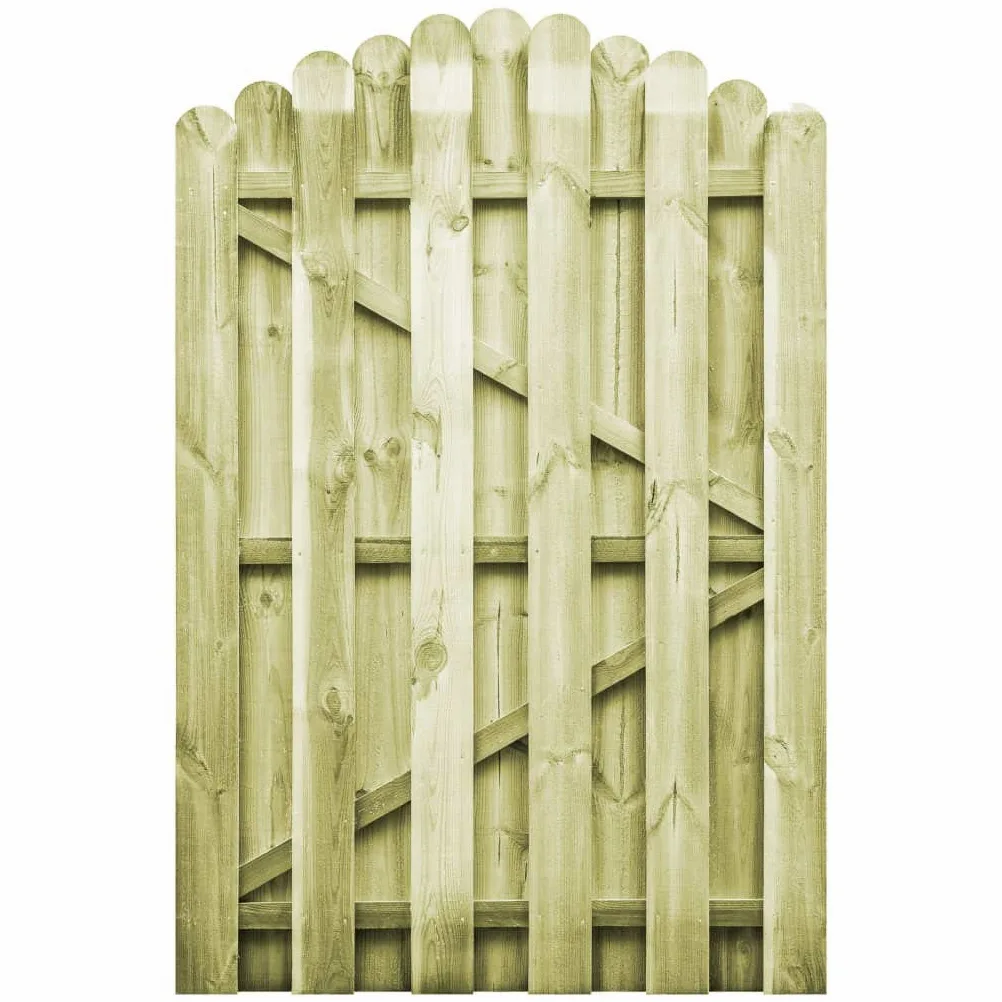 Festnight Puerta de Valla Madera, Cancela de Valla Jardín Exterior, Resistente a la Intemperie y a la Putrefacción, Puerta Diseño Arqueado Verde 100x150 cm