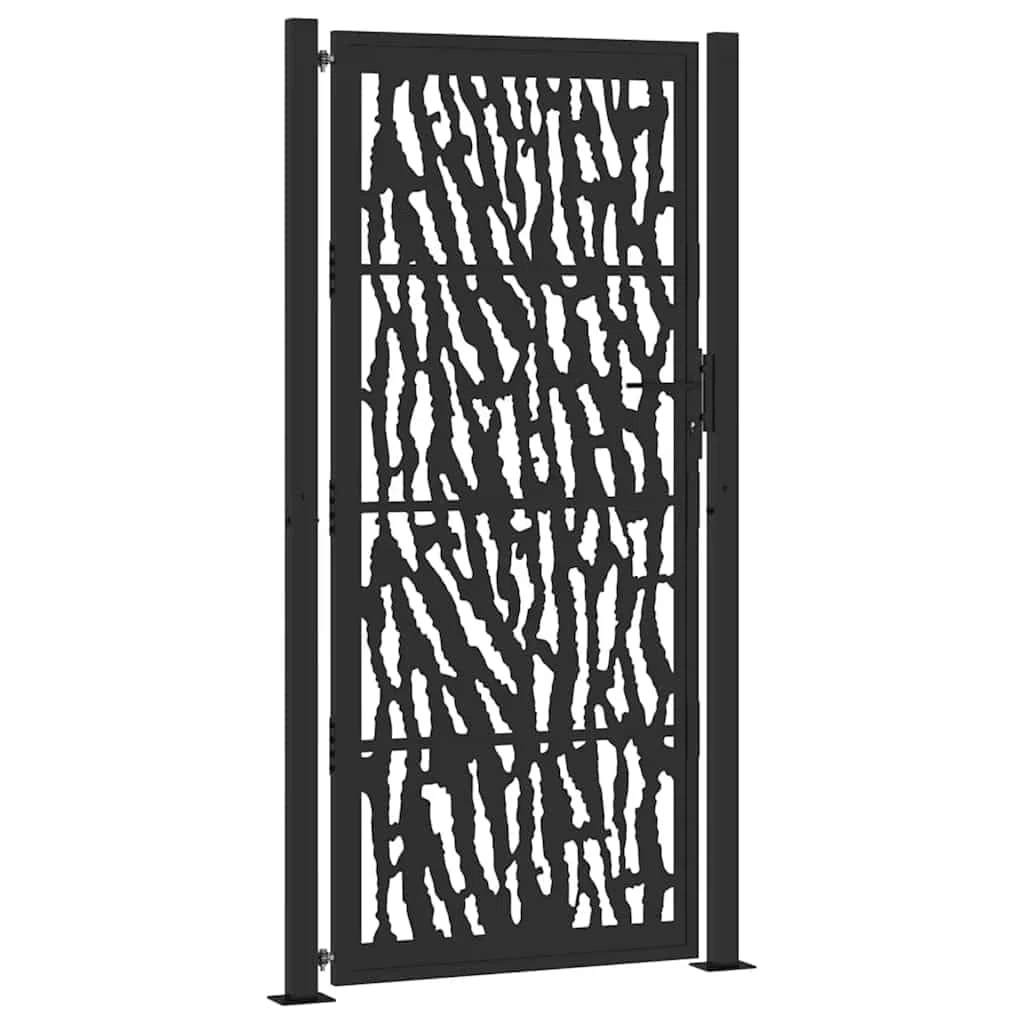 Festnight Puerta Jardin Metalica 105 x 205 cm, Puerta para Valla con Sistema de Cerradura Acero, diseño con Carril Acero/Negro