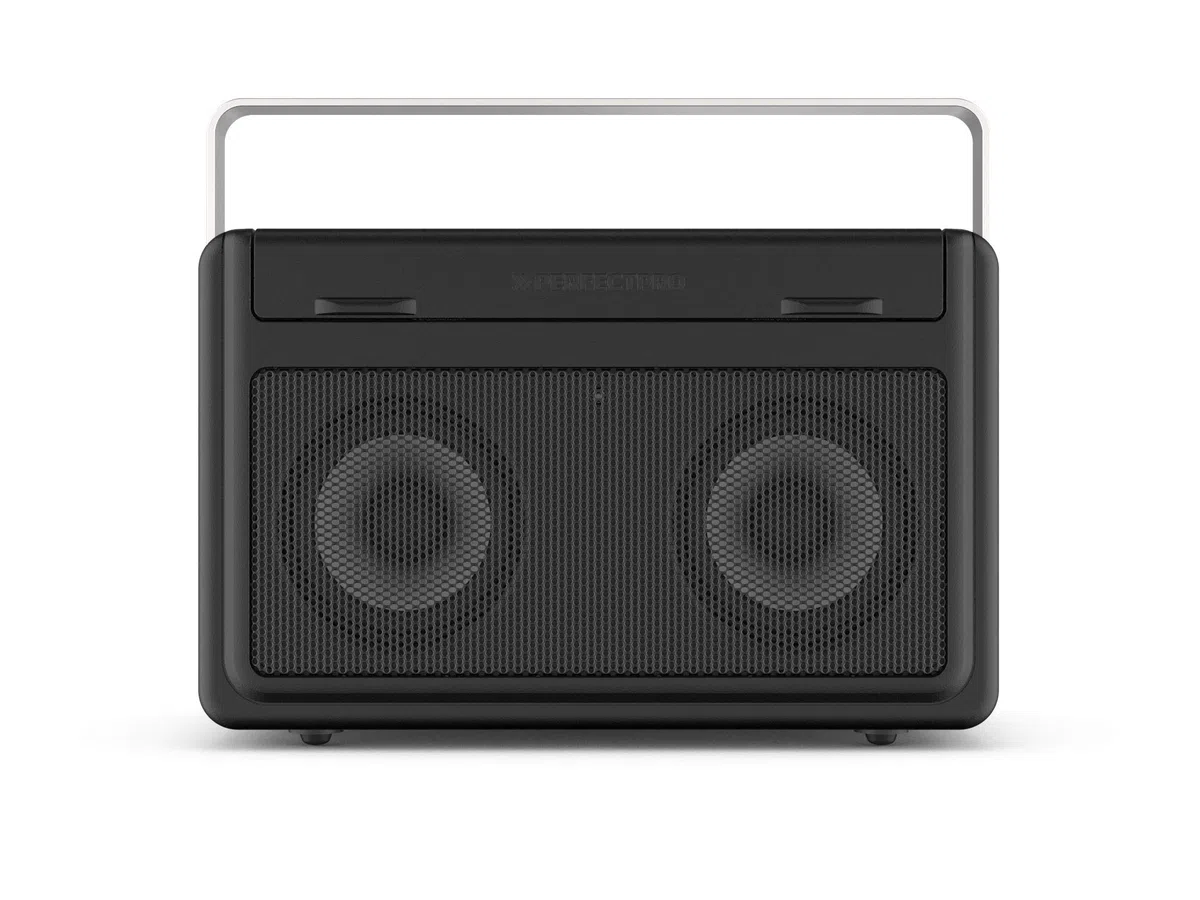 PerfectPro - Radio de astillero (Dab + Altavoz Bluetooth con recepción FM, Cargador y batería de Litio incluidos, Resistente a los Golpes, Radio portátil con Puertos AUX y USB