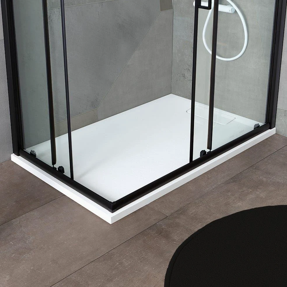 Kiamami Valentina - Mampara de ducha City 70x90 h 190 perfil negro mate cristal transparente | City