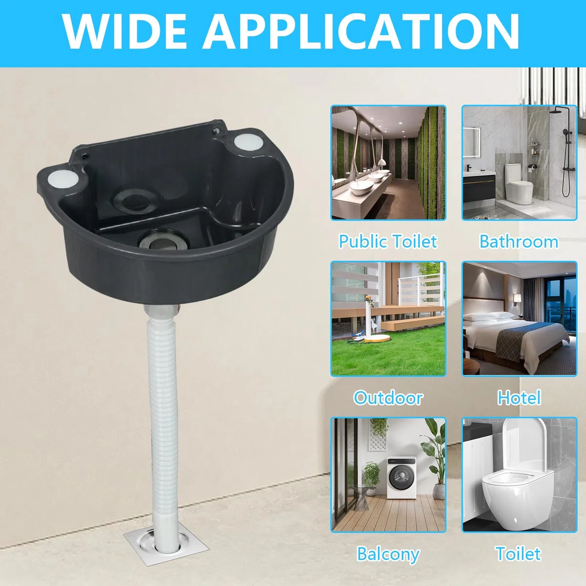 Fregadero De PláStico, Fregadero De Camping De Pared Con DesagüE De 75 Cm Lavabo Semicircular Gris Para Aseo De Invitados BañO Camping JardíN SóTano Obra 31 X 21 X 10,5 Cm