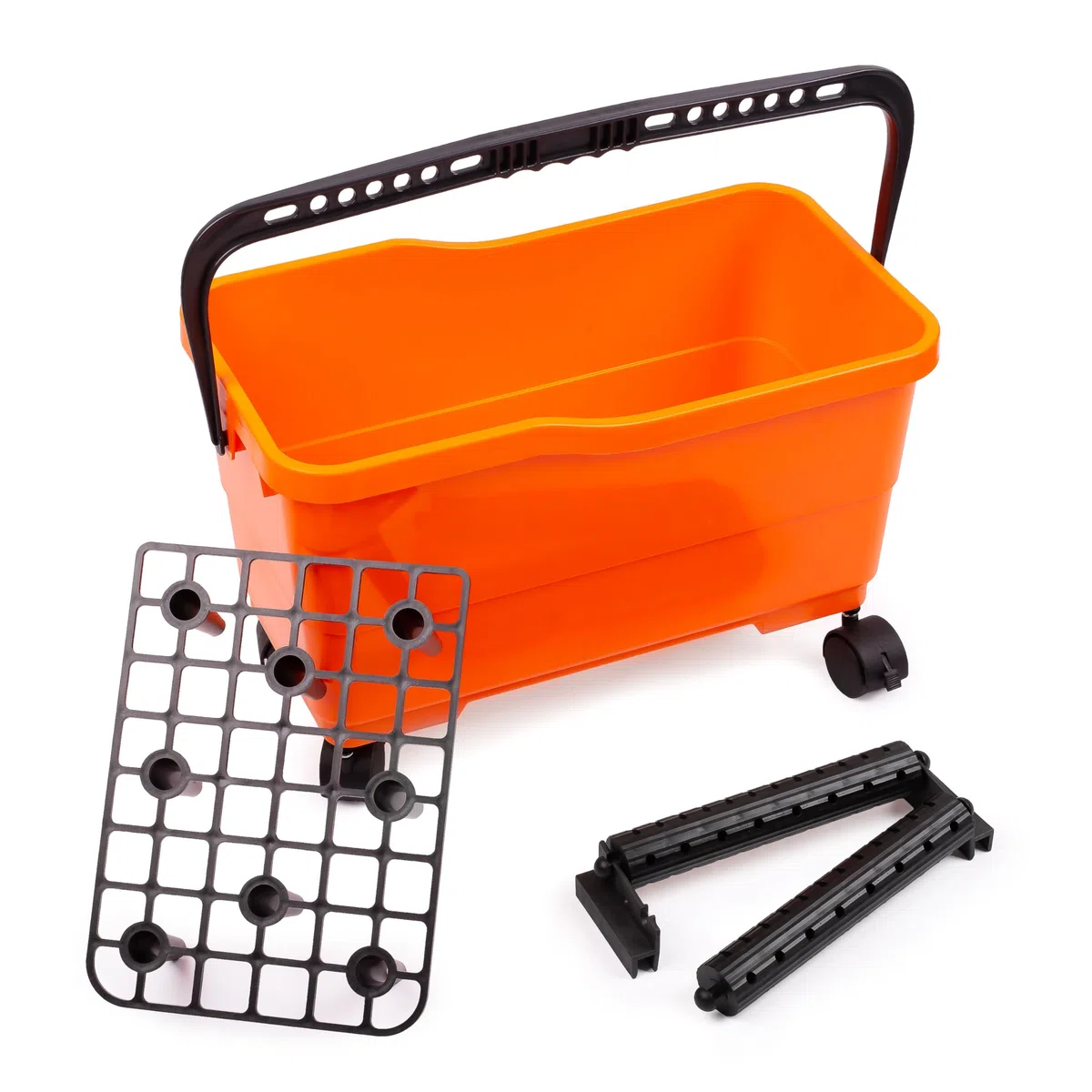 MIVOS Set de limpieza para alicatador de 7 piezas con ruedas - profesional - Llana de yesero - Llana dentada - Llana de esponja - Tabla de alicatador - Cubo de 22 litros - Mezclador de mortero