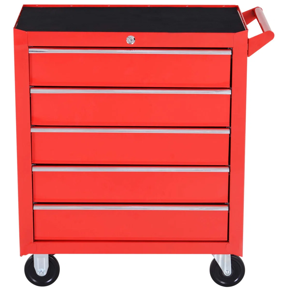 DURHAND Caja Taller Carro de Herramientas con Ruedas Cerradura Tipo Mueble de Almacenamiento para Taller Garaje y Hogar Chapa de Acero 69x33x75cm Rojo
