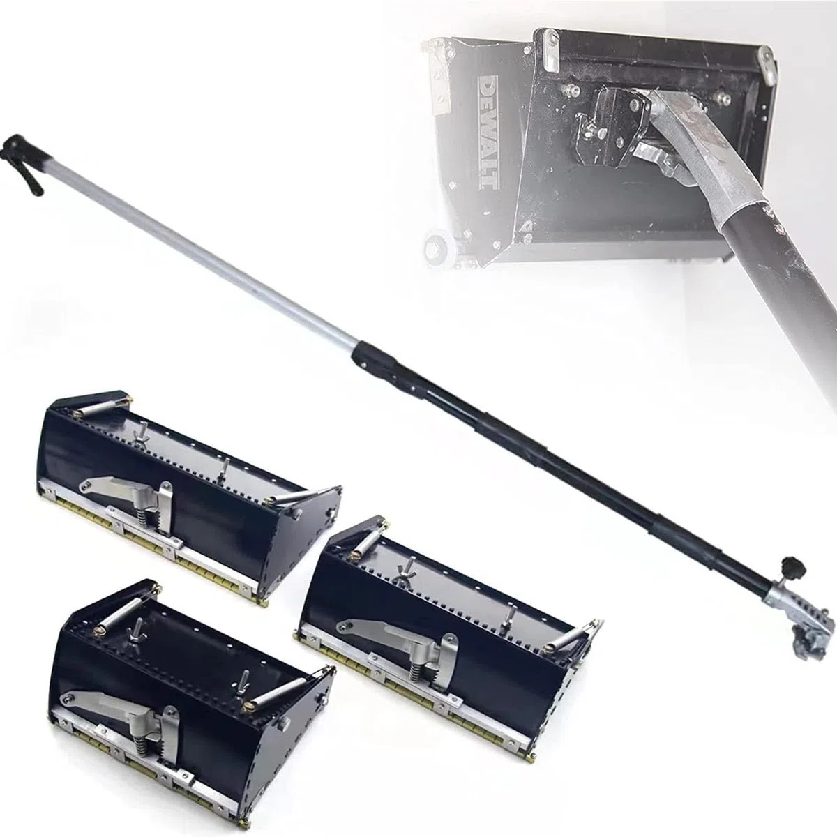 Set de Caja Plana para Paneles de Yeso - Herramienta Profesional de Cintado de 10 Pulgadas con Hoja de Acero de Aleación de Aluminio Ajustable de 120 Grados, Incluye Mango de Extensión, Para Acabado