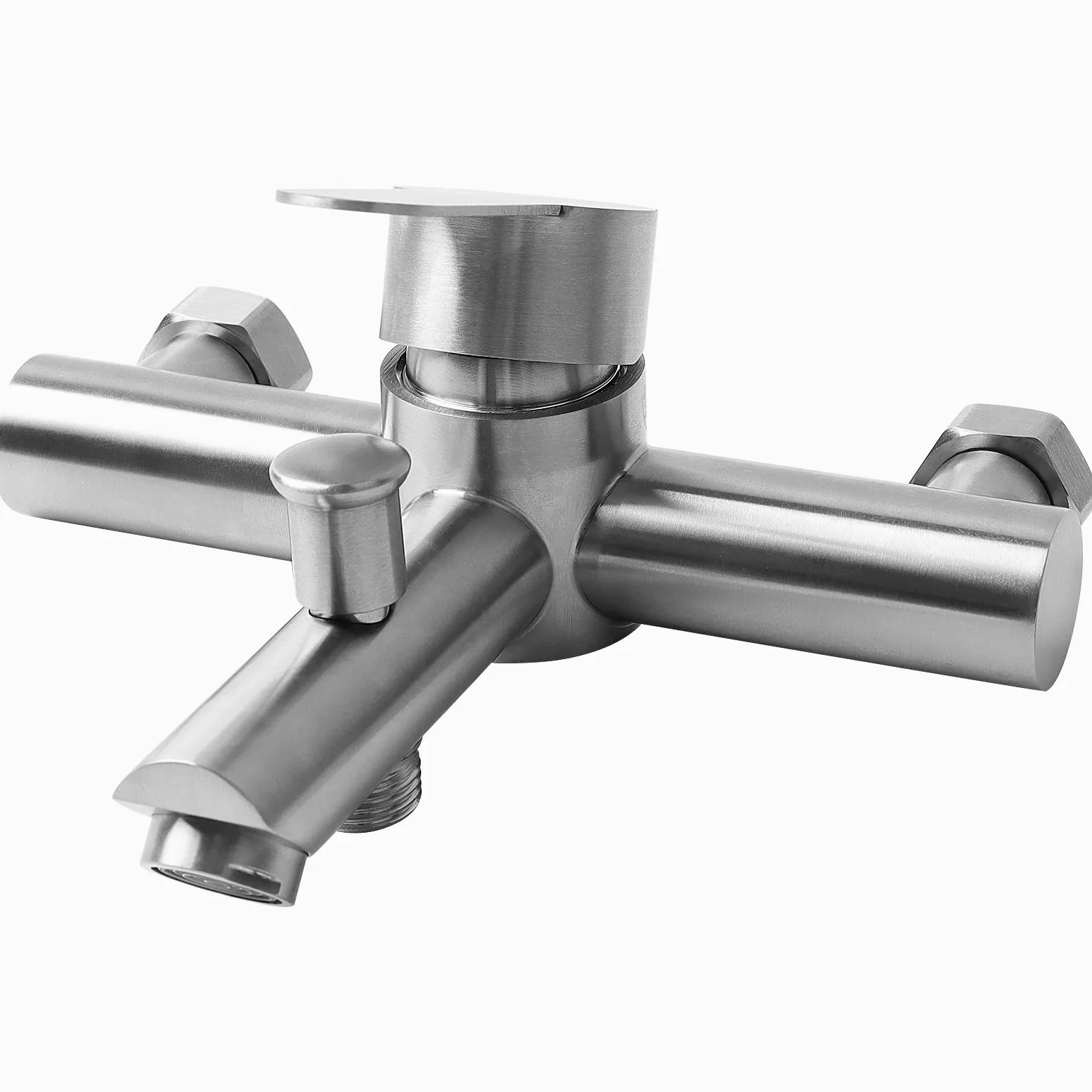 Grifo Para Bañera, Mezclador Monomando, con Desviador Manual, Montaje en Pared, con Salida de Ducha y Baño