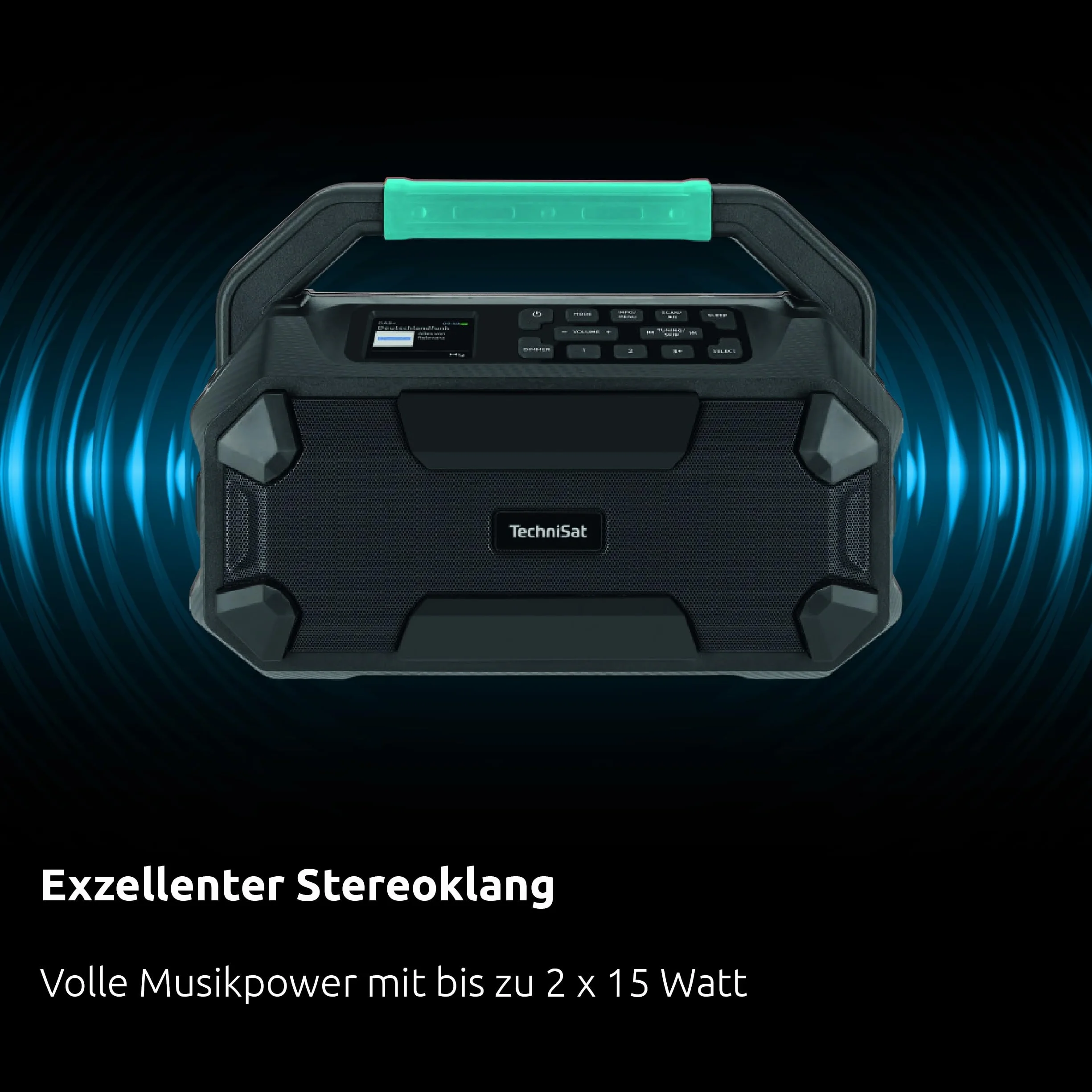 TechniSat Viola 231 OD – Radio Compatible con batería Makita (Dab+, FM, AUX in, Bluetooth, IPX4 a Prueba de Salpicaduras, 2 Altavoces estéreo de 15 W)