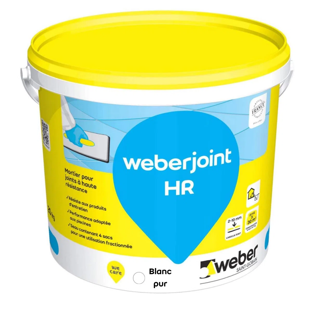 Junta de baldosas adecuada piscina,20kg, blanco puro, alta resistencia, WEBERJOINT HR, WEBER