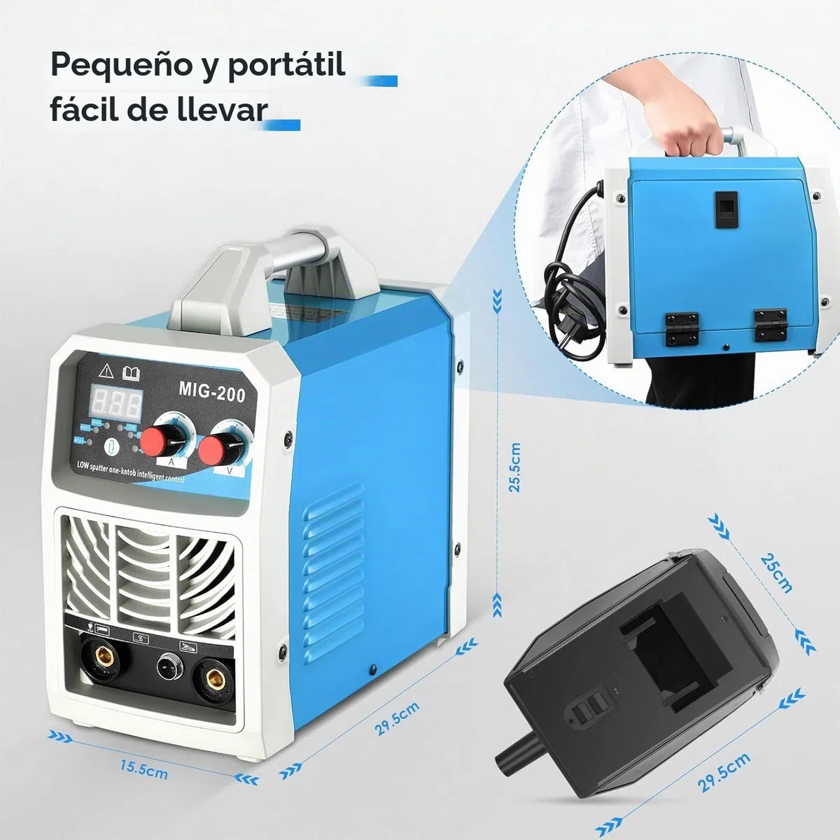 Soldador Inverter 200A 220V ARC/MIG/TIG 3 en 1 Máquina de Soldar IGBT Inverter Soldadora Soldadora Portátil Electrodo Grupo de Soldar, Pinza de Tierra, Máscara, Cepillo