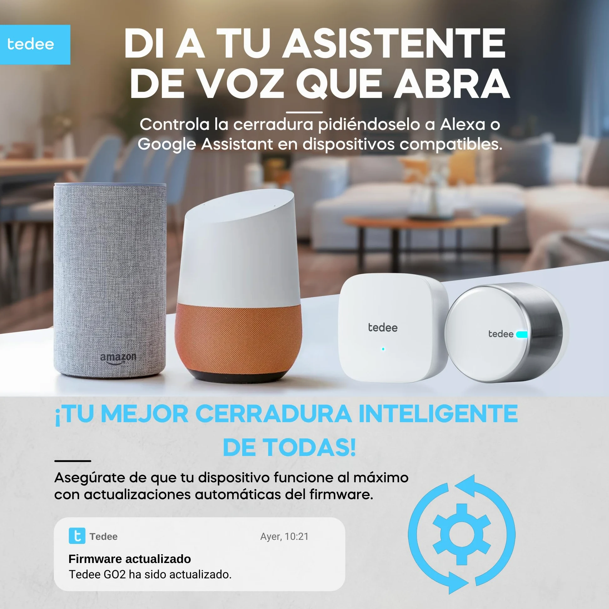 tedee GO2 Alu Cerradura inteligente con WiFi y Bluetooth | Aplicación para Acceso Remoto | Cerradura Inteligente con Desbloqueo automático | Alexa, Google Home, Apple HomeKit, SmartThings | Matter