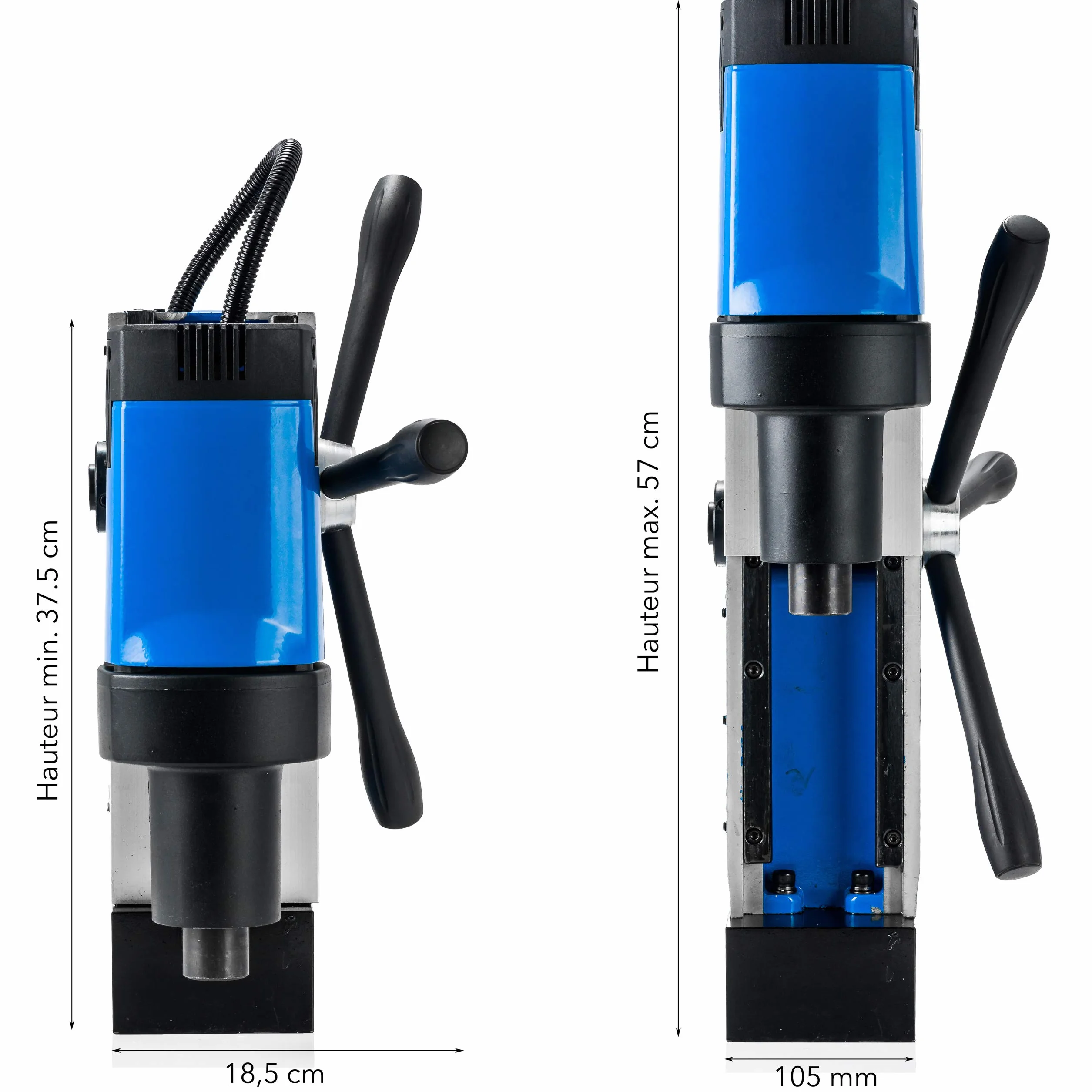 STAKO Taladro magnético de 1800 W con maletín ST-28RE Max.Ø80 mm – Fuerza magnética 16500N – Taladro central portátil para trabajar metal con Weldon 19 mm y portabrocas 3-16 mm y soporte de rosca M3