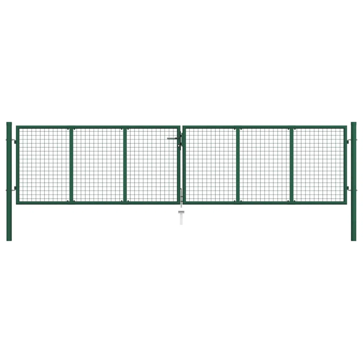 Puerta de jardín de malla de acero, 400 x 100 cm, color verde