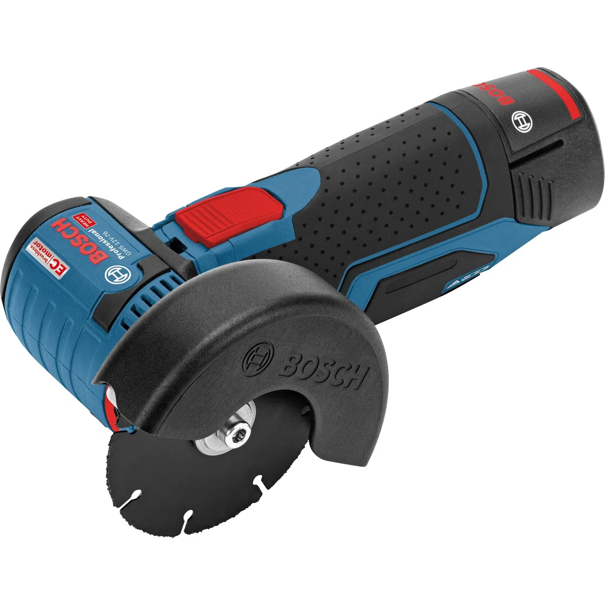 Bosch Professional 12V System amoladora angular a batería GWS 12V-76 (incl. 2 3.0Ah, cargador rápido GAL 1230 CV, 1 Carbide Multi Wheel, 2 discos de corte Expert for Inox, L-BOXX2)